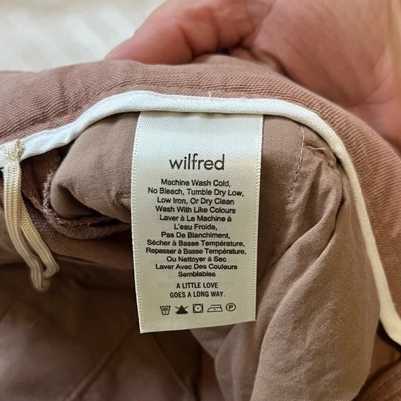 Aritzia Wilfred Jallade Tie Front High Rise Linen Blend Trouser Pant Pink size 6 - Picture 11 of 15